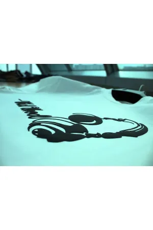 Wild Wood "Audio Rhythms" Kulaklık Kabaran Baskılı Premium Oversize T-shirt — Ekru 4