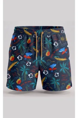 Wild Wood Summer Surf Palmiye Desenli Hızlı Kuruyan Erkek Deniz Şortu 2