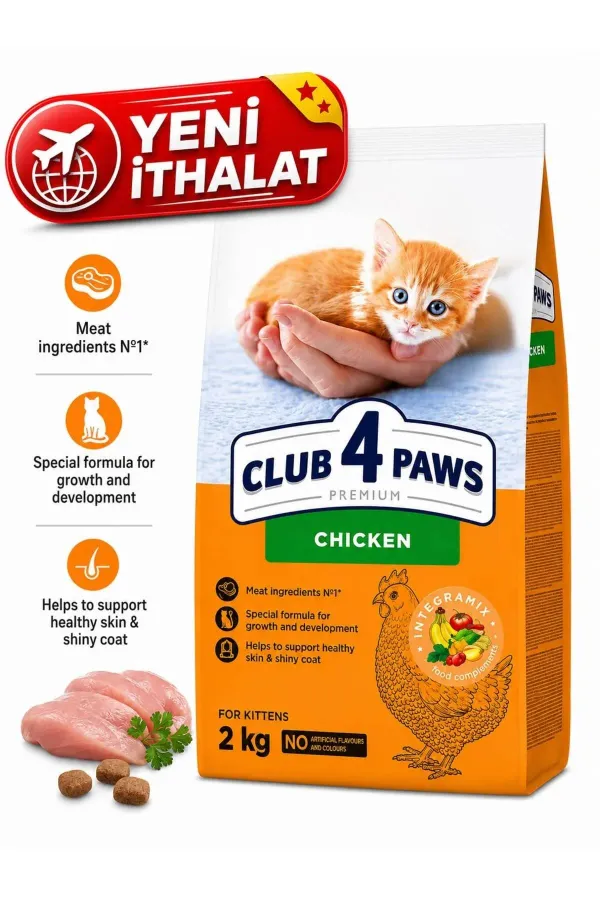 CLUB 4 PAWS TAVUKLU YAVRU KEDİ MAMASI 2 KG
