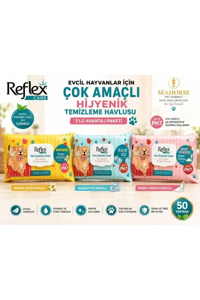 Care Evcil Hayvanlar İçin Çok Amaçlı Hijyenik Temizleme Havlusu 3’lü Avantaj Paketi Ürün Açık