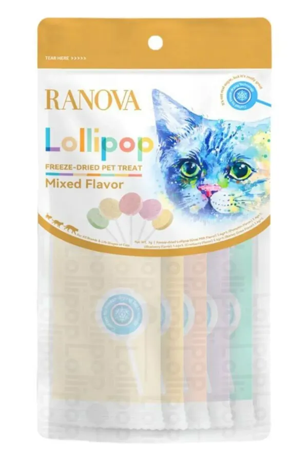 Kediler için Karışık Lezzetli Lolipop 1,4gr 5li