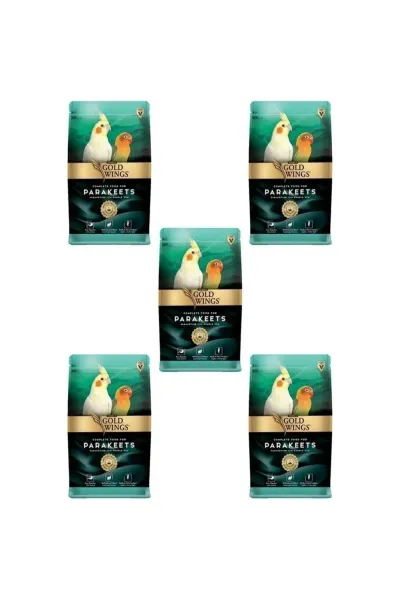 Premium Paraket Yemi 1 kg x 5 Sarı Darı, Kızıl Darı ve Vitaminli Galeta İçerir