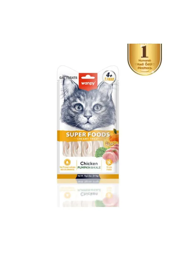 Superfood Balkabağı & Kara Lahanalı Krema Kedi Ödülü 5×14 Gr