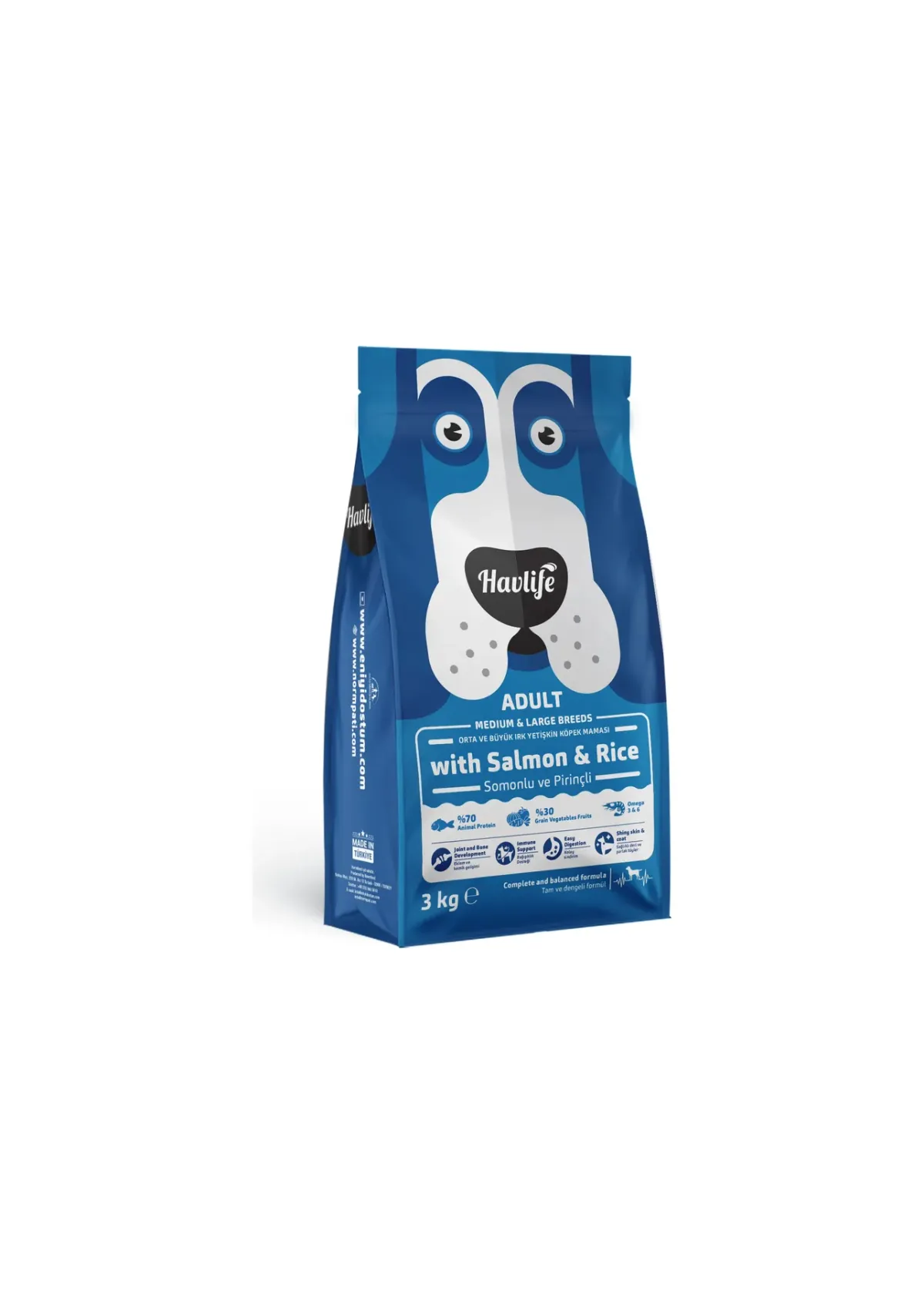 Somonlu ve Pirinçli Orta ve Büyük Irk Yetişkin Köpek Maması 3kg