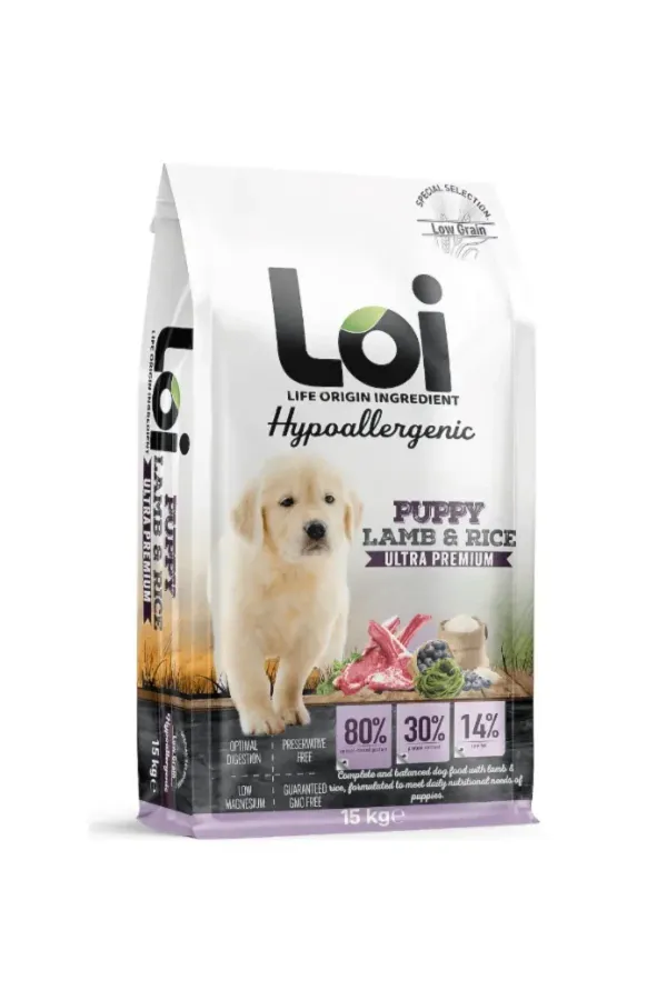 Kuzulu Pirinçli Yavru Köpek Maması 15 Kg