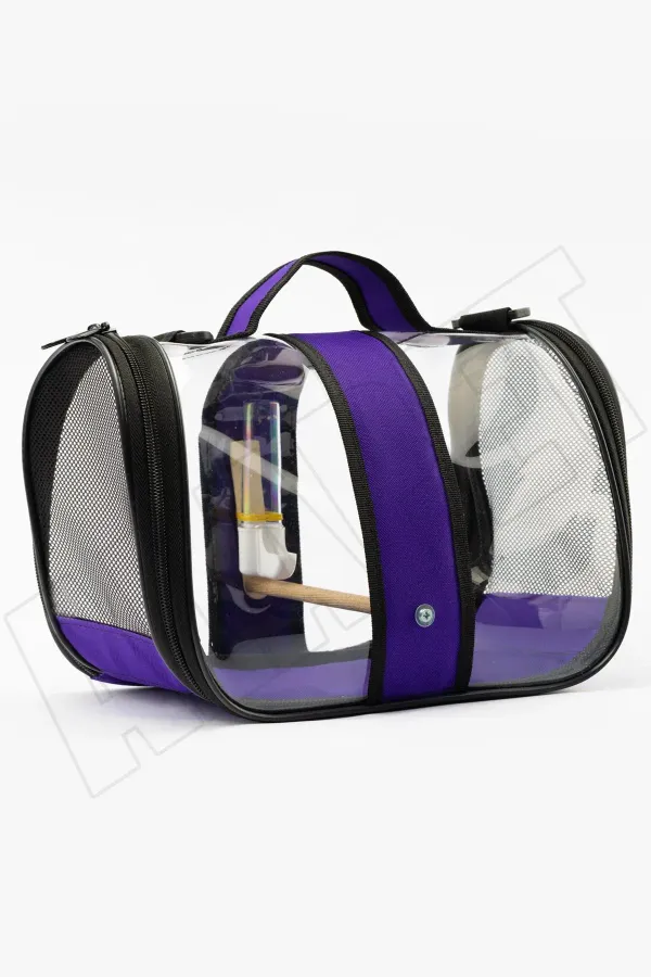 Kuş Taşıma Çantası Suluklu Tünekli 32x22x20 Büyük Boy 1. Kalite, Mor