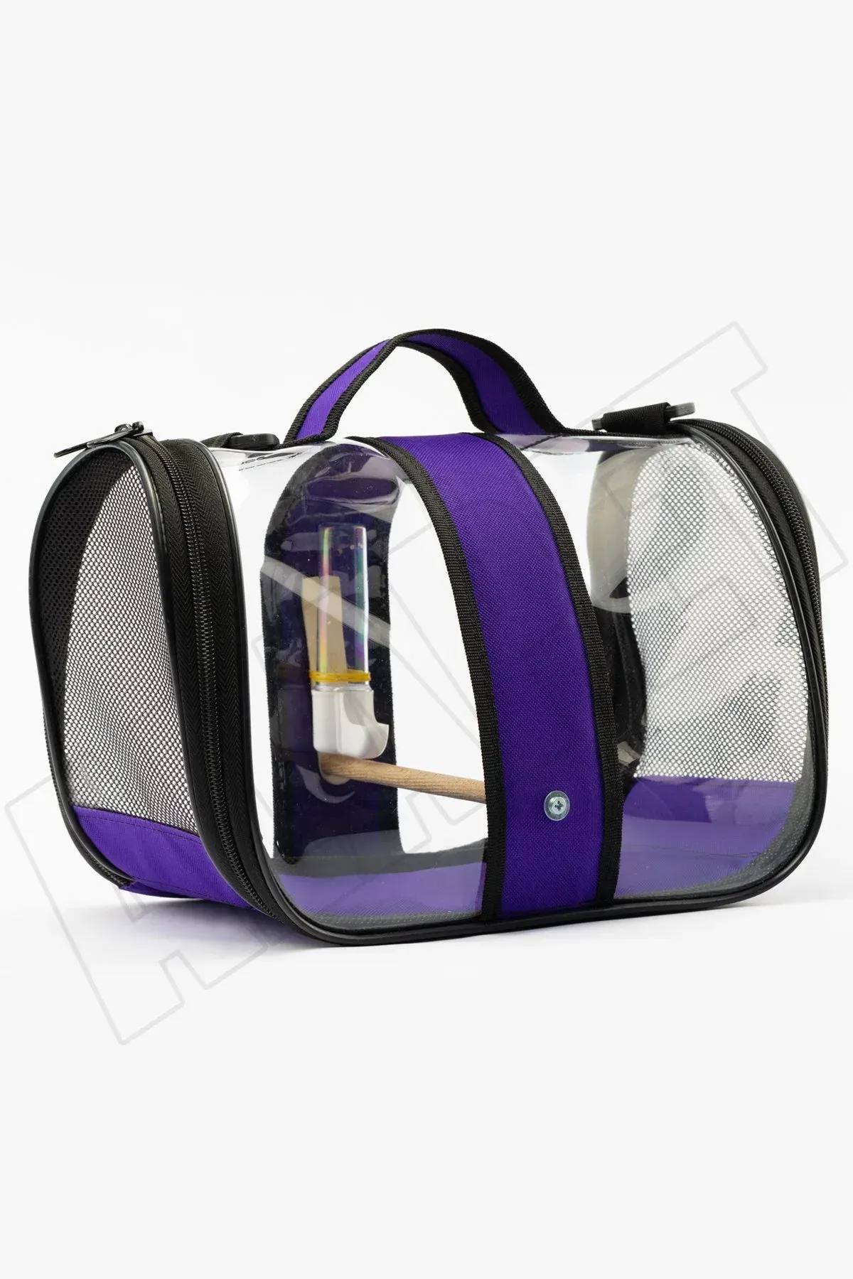 Kuş Taşıma Çantası Suluklu Tünekli 32x22x20 Büyük Boy 1. Kalite, Mor