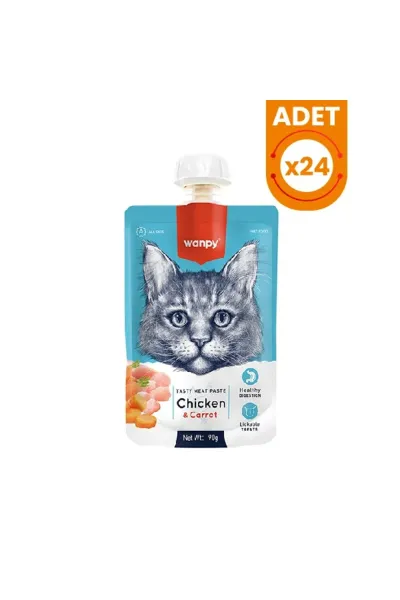 Taze Tavuklu ve Havuçlu Et Ezmesi Doğal Kedi Ödülü 24 Adet 90 Gr