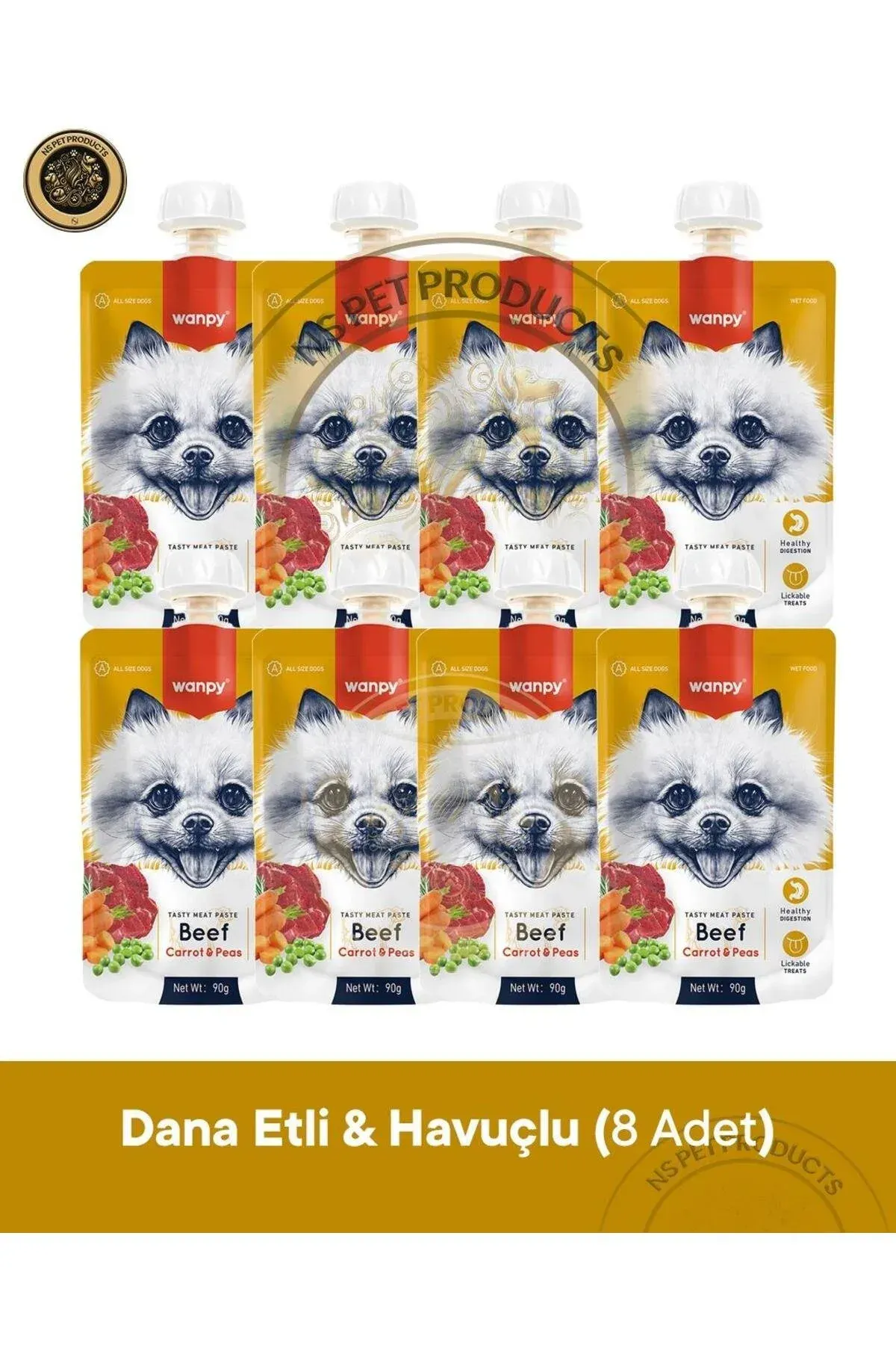 Sığır Et & Havuç Köpek Et Ezmesi Köpek Ödül Maması Seti 8x90 gr