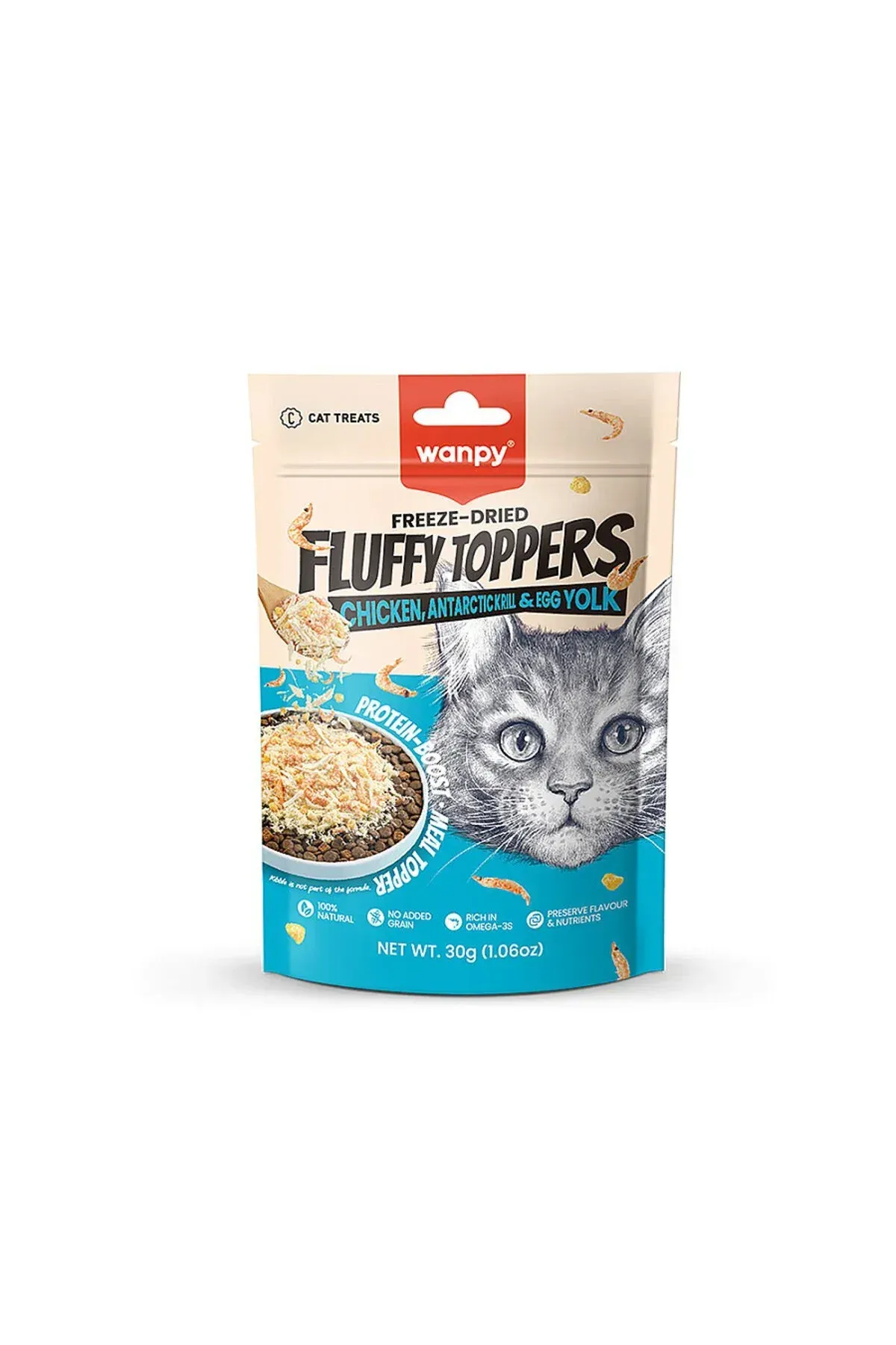 Dondurularak Kurutulmuş Fluffy Toppers - Tavuk, Antarktika Krili ve Yumurta Sarısı - 30g