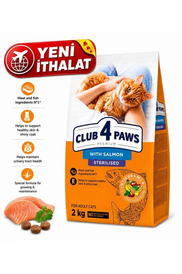 CLUB 4 PAWS SOMONLU KISIRLAŞTIRILMIŞ KEDİ MAMASI 2 KG
