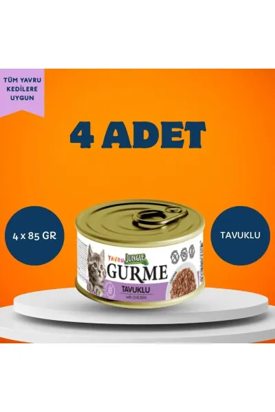 Gurme Soslu Tavuklu Yavru Kedi Yaş Maması 4 x 85 Gr