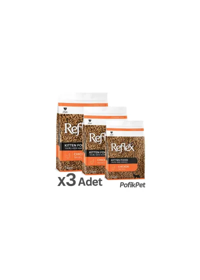 Kitten Tavuklu Yavru Kedi Maması 1 kg x 3 Adet (Toplam 3 Kg) 3 Lü Fırsat Paketi