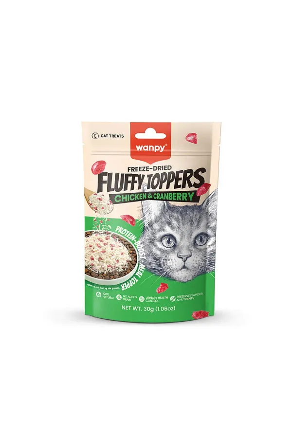 Dondurularak Kurutulmuş Fluffy Toppers – Tavuk & Kızılcık - 30g