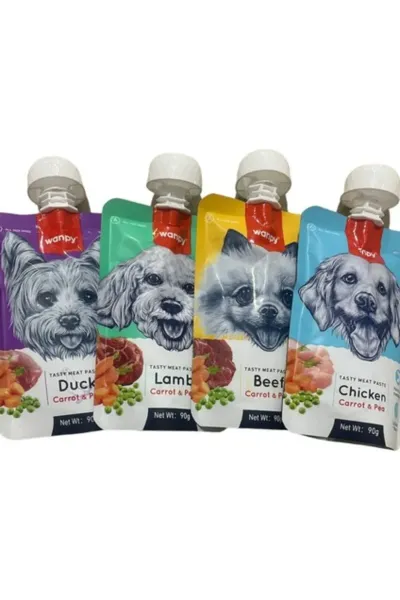Tasty Meat Paste Taze Sıvı Köpek Ödül Maması Köpek Sıvı Ödül Karma Paket 4x90gr