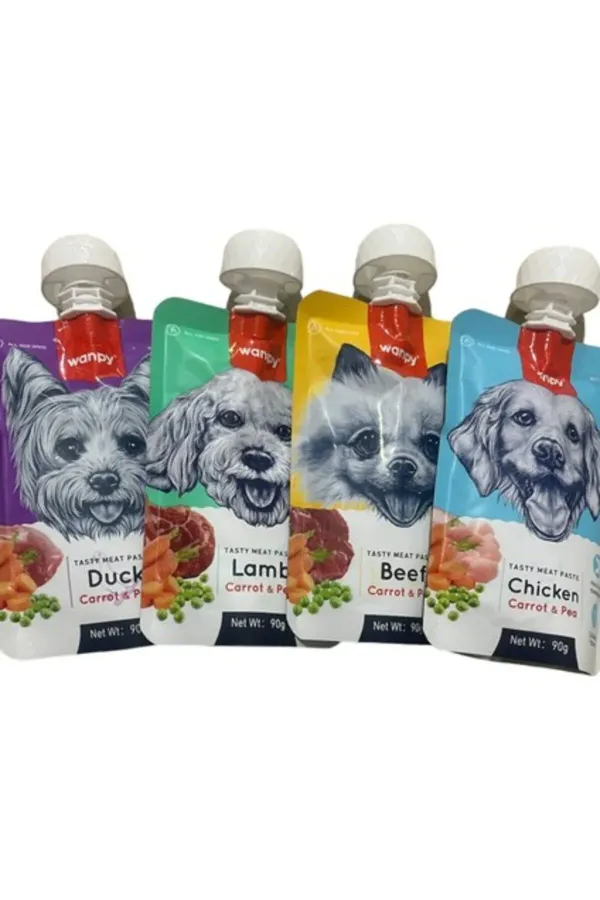 Tasty Meat Paste Taze Sıvı Köpek Ödül Maması Köpek Sıvı Ödül Karma Paket 4x90gr