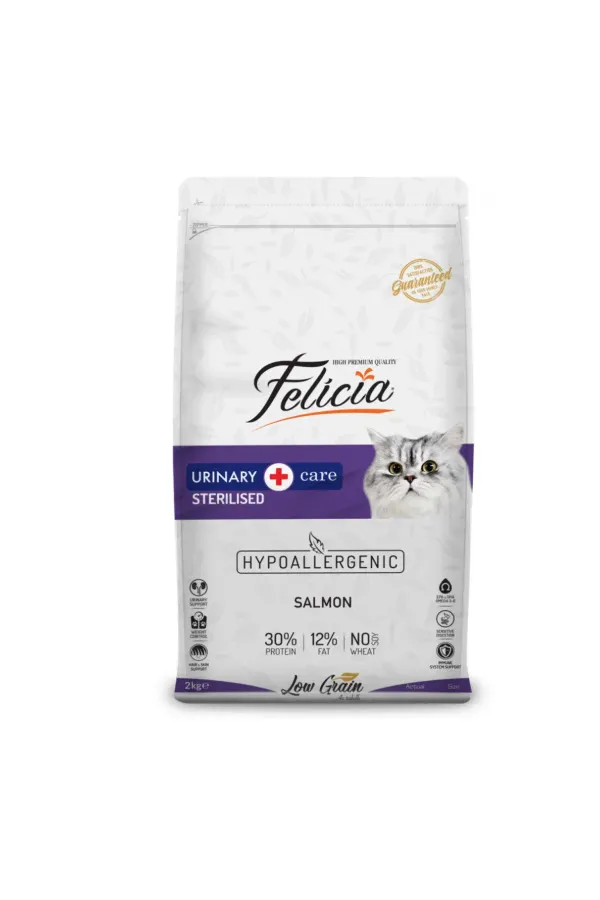Hypo-Allergenic Üriner Sağlığı İçin Somonlu Düşük Tahıllı Kısırlaştırılmış Kedi Maması 2kg