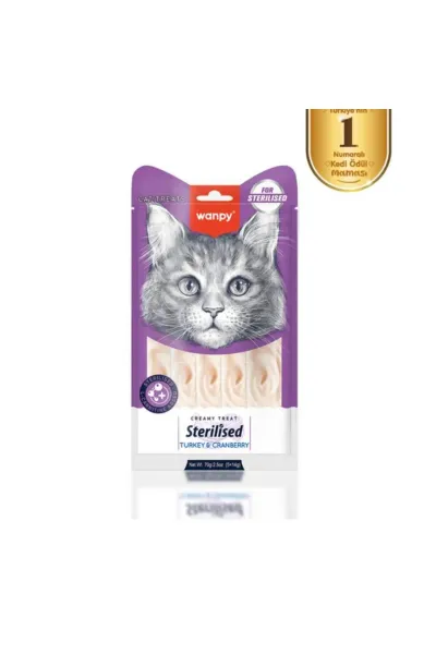 Hindi & Kızılcıklı Kısırlaştırılmış Kedi Krema Ödülü 5×14 Gr