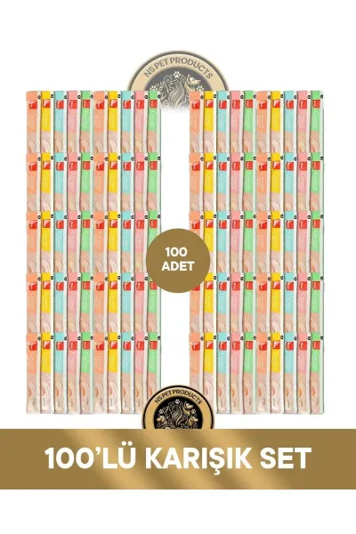 100'lü Karışık Kedi Krema Ödül Maması 100x14 gr