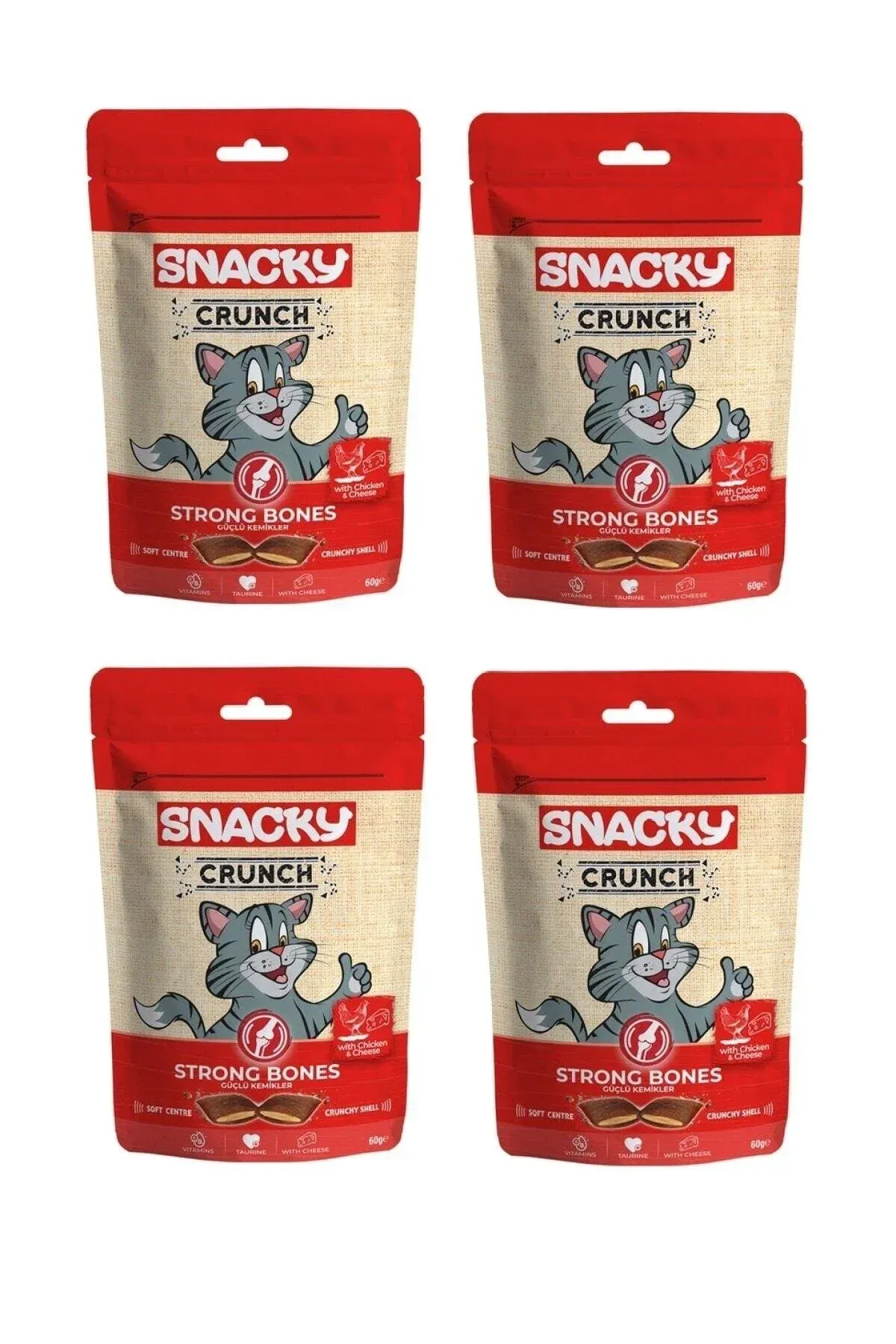 Crunch Kedi Ödülü Tavuk & Peynirli Strong Bones 60 gr X 4 Adet