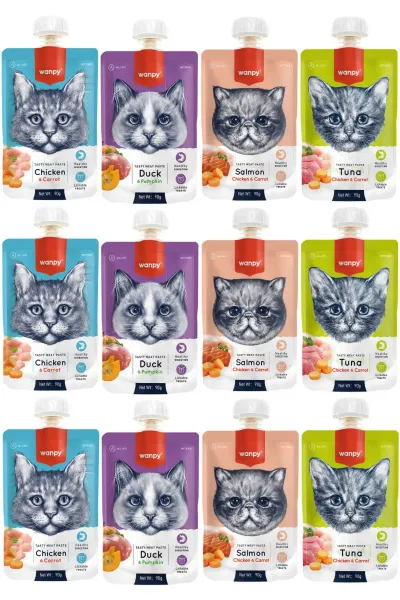 Tasty Meat Paste Taze Sıvı Kedi Ödül Maması Karışık 90gr - 12 Adet