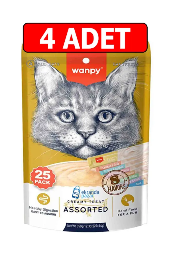 Karışık 8 Farklı Lezzet Krema Kedi Ödülü 14 gr * 100 Adet