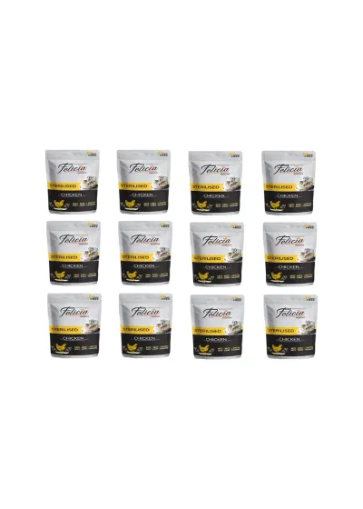 Tahılsız 85 gr Pouch Sterilised Tavuklu Yaş Kedi Maması 12 Adet Ekonomik Alabalık Tat