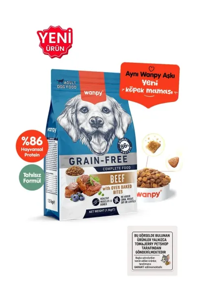 TOM&JERRYPETSHOP-Tahılsız Sığır Etli Yetişkin Köpek Maması 1,5 kg