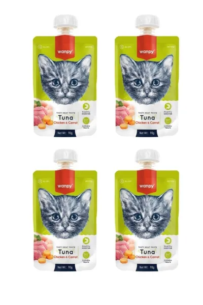 Taze Ton Balıklı & Tavuklu Kedi Et Ezmesi 90 Gr. X 4 Adet