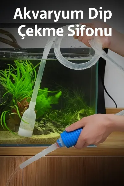 Pratik Akvaryum Dip Çekme Sifonu - Su Değişim ve Dip Temizleme Pompası Aparatı
