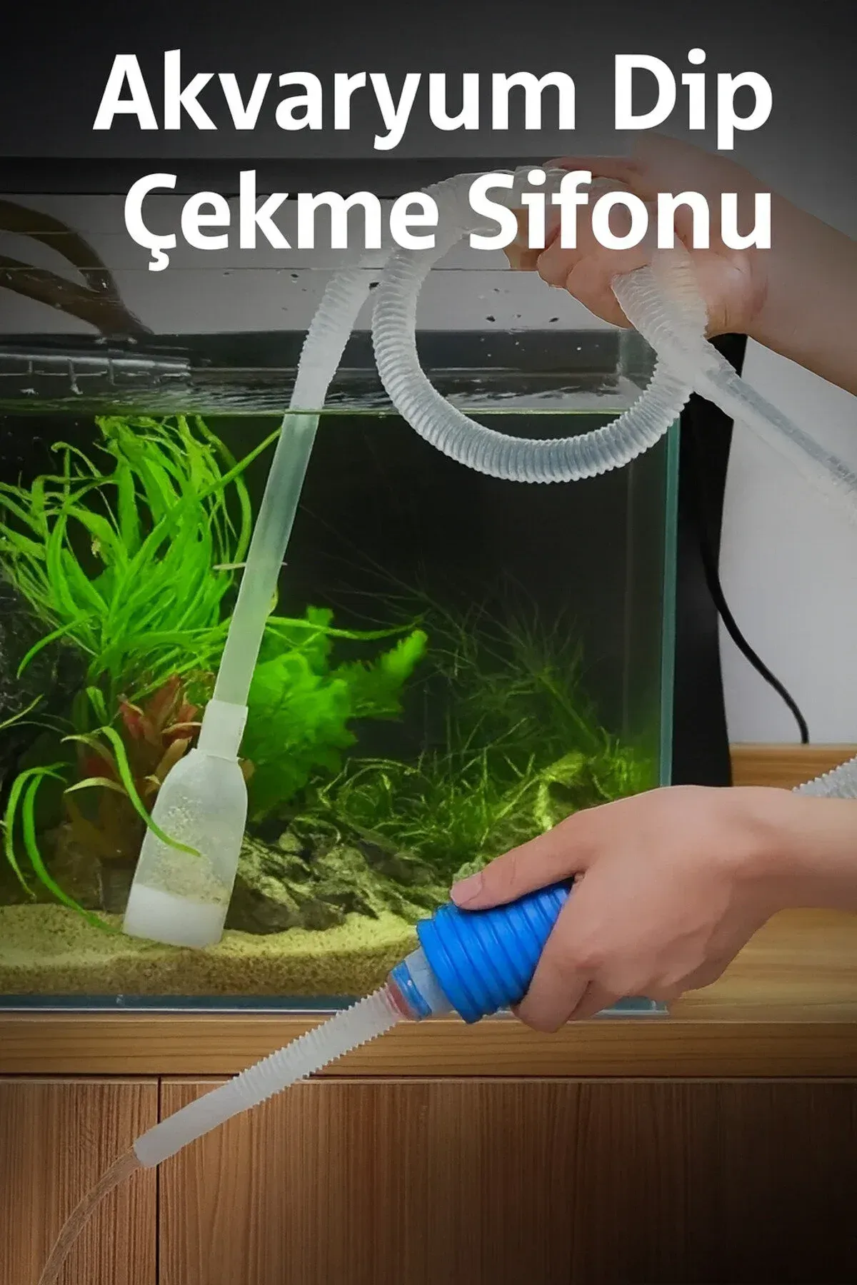 Pratik Akvaryum Dip Çekme Sifonu - Su Değişim ve Dip Temizleme Pompası Aparatı
