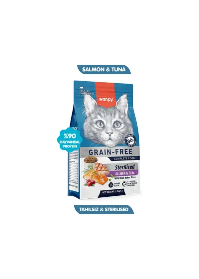 Tahılsız Kısırlaştırılmış Somon & Tunalı Süper Premium Kedi Maması 1.5 kg %89 Hayvansal Protein