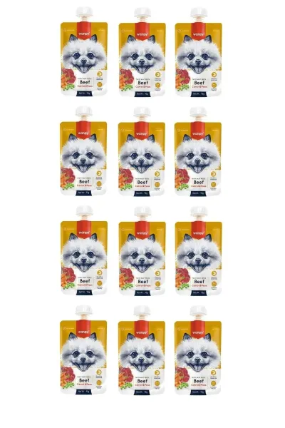Taze Sığır Etli & Havuçlu Köpek Et Ezmesi 90 Gr. X 12 Adet