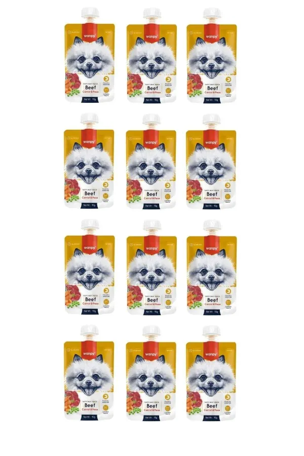 Taze Sığır Etli & Havuçlu Köpek Et Ezmesi 90 Gr. X 12 Adet