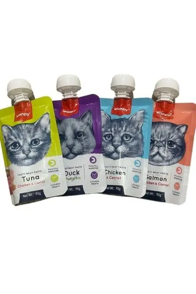 Tasty Meat Paste Taze Sıvı Kedi Ödül Maması Kedi Ödül Maması 4x90gr
