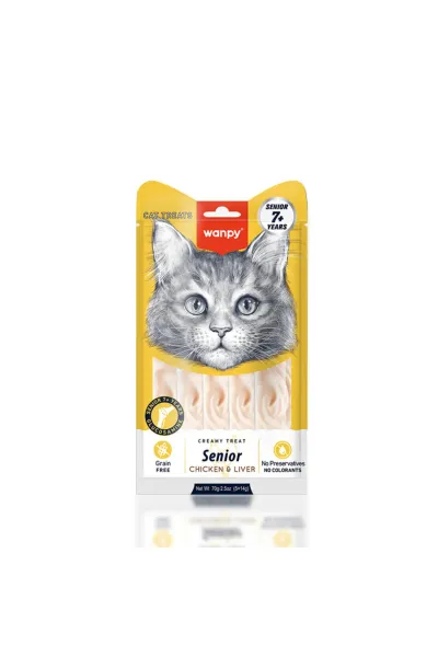 Senior +7 Tavuklu Ciğerli Krema Kedi Ödülü 5x14 Gr