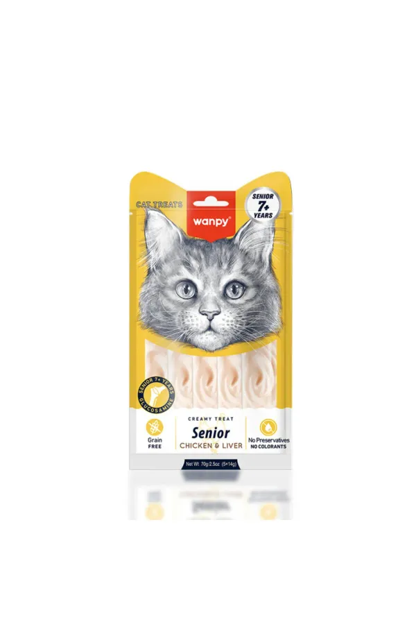 Senior +7 Tavuklu Ciğerli Krema Kedi Ödülü 5x14 Gr