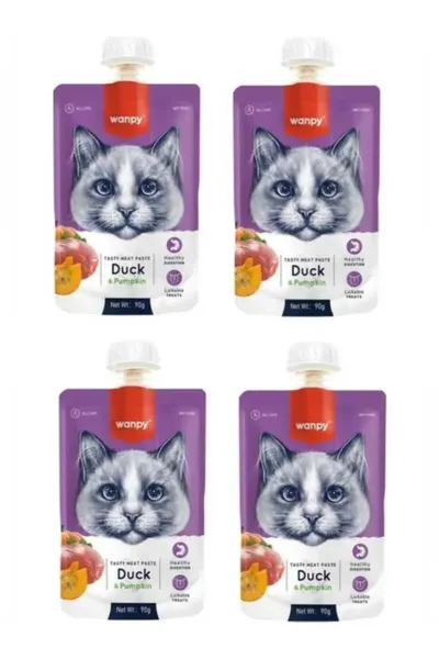 Taze Ördekli ve Bal Kabaklı Kedi Et Ezmesi Sıvı Ödül Maması 90 gr x 4 Adet