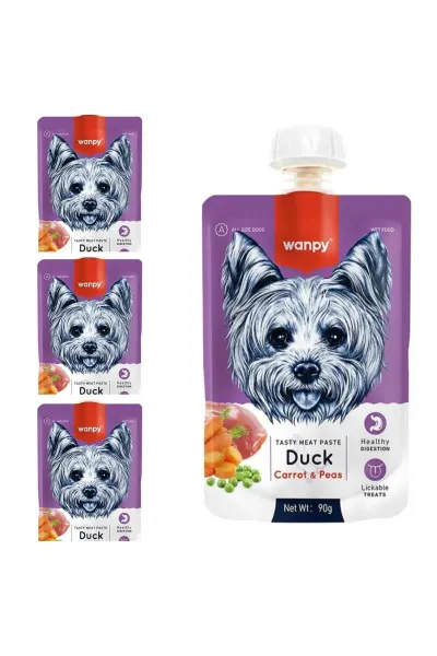 Neo Pet Market Wanpy Taze Ördekli Havuçlu Köpek Et Ezmesi Köpek Ödülü 90 gr. X 4 Adet