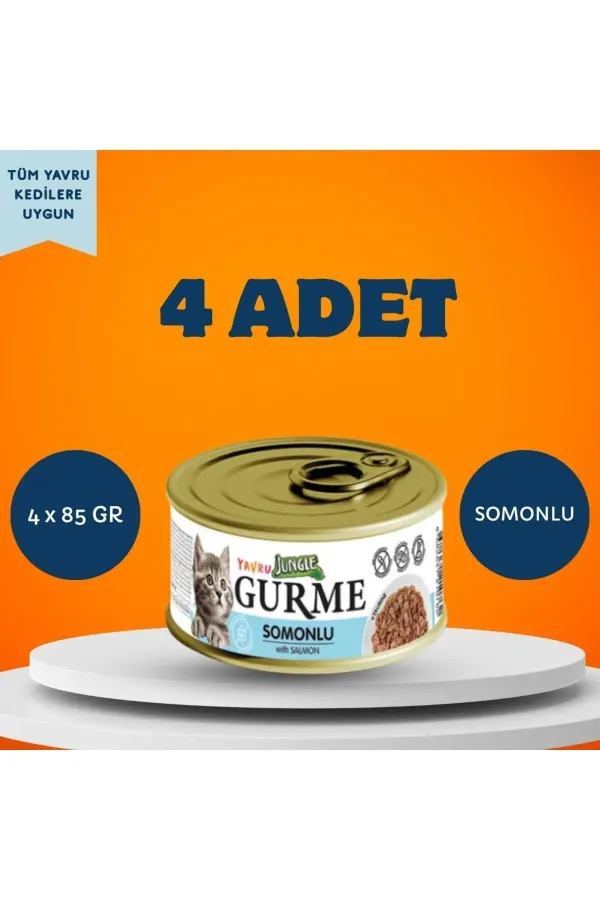 Gurme Soslu Somonlu Yavru Kedi Yaş Maması 4 x 85 Gr