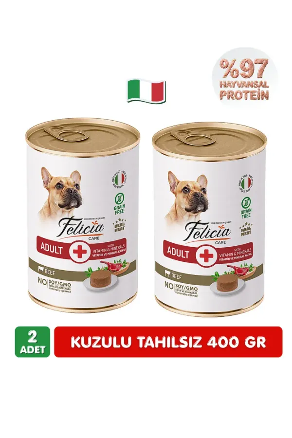 %97 Proteinli Tahılsız Kuzulu Ezme Yetişkin Küçük Irk Köpek Konserve Maması 400 gr x 2 Adet