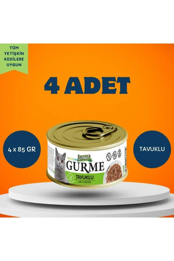 Gurme Soslu Tavuklu Yetişkin Kedi Yaş Maması 4 x 85 Gr