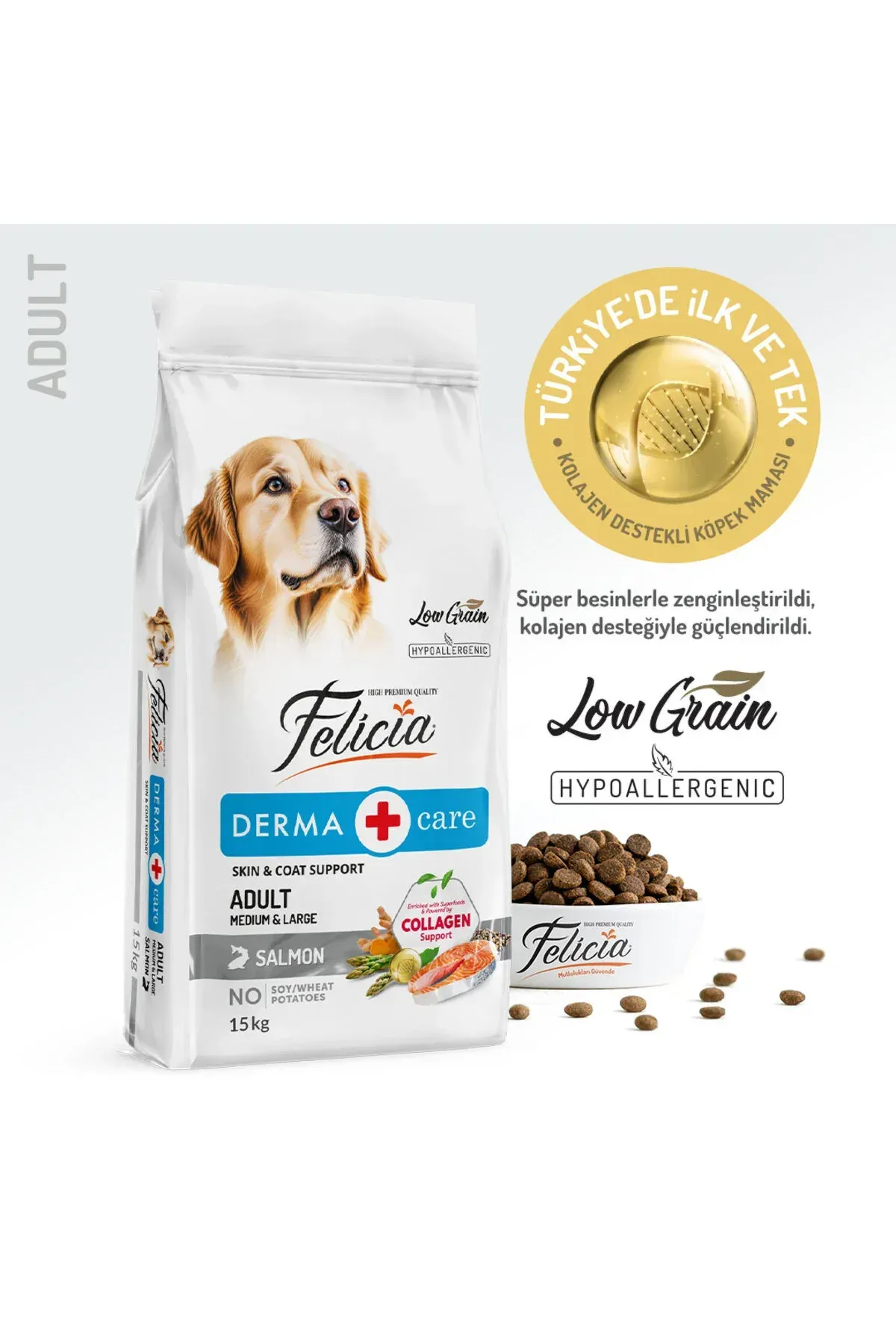 15 Kg Yetişkin Somonlu M/Large Az Tahıllı Breed HypoAllergenic Köpek Maması