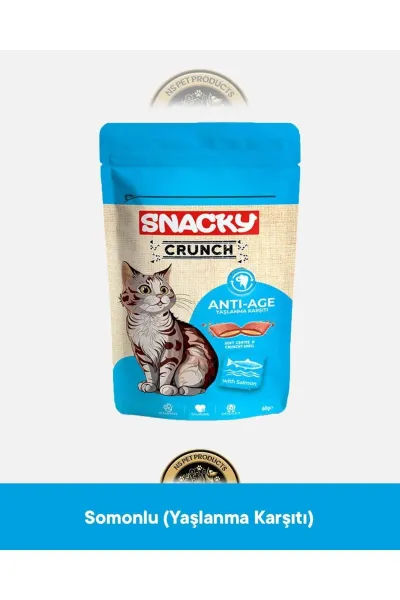 Crunch Anti Age - Yaşlanma Karşıtı Somonlu Kedi Ödül Maması 60 gr