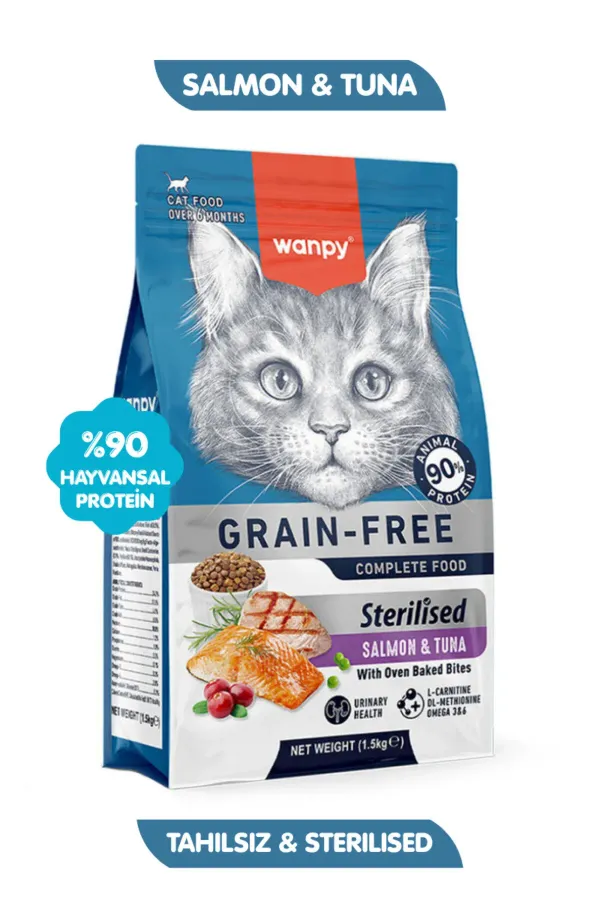 Tahılsız Süper Premium %89 Somon & Tuna Kısırlaştırılmış Kedi Maması 1.5 Kg
