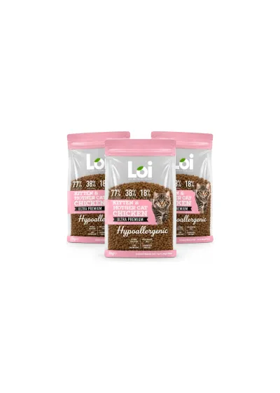Kitten & Mother Cat Tavuklu Kedi Maması 3 x 1 kg