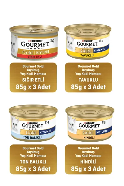 Gold Karışık Kedi Konserve Maması 85g X 12adet Ekonomik Paket