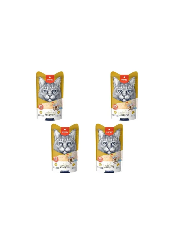 Karışık 8 Lezzetli Krema Kedi Ödülü 25 x 14 gr x 4 Adet Sağlıklı Beslenme İçin