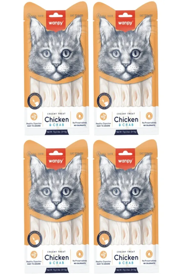 Tavuk & Yengeç Sıvı Kedi Ödül Maması 5x14 Gr. (4 Adet)