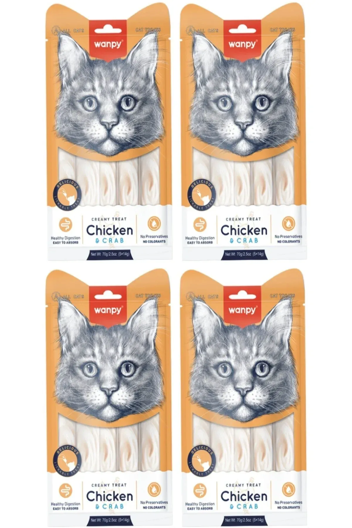 Tavuk & Yengeç Sıvı Kedi Ödül Maması 5x14 Gr. (4 Adet)